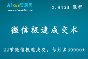 22节微信极速成交术,每月多30000+ ,2.84GB 百度网盘打包下载,微信微商轻松搞定客户方法-办公模板库