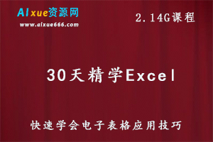 30天精学Excel电子表格教学课程,2.14G百度网盘资源打包下载-办公模板库