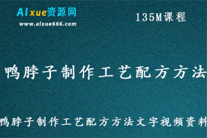 周黑鸭武汉久久精武鸭颈鸭脖配方文字视频教学课程，百度网盘资源打包下载-办公模板库