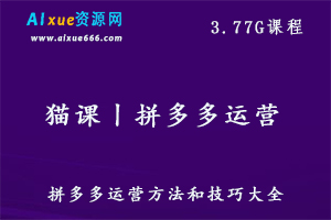 猫课拼多多运营方法和技巧教学视频,3.77G百度网盘资源打包下载-办公模板库