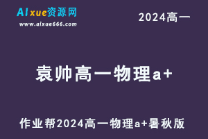 袁帅高中物理作业帮2024袁帅高一物理a+教程（暑假班+秋季班）-办公模板库