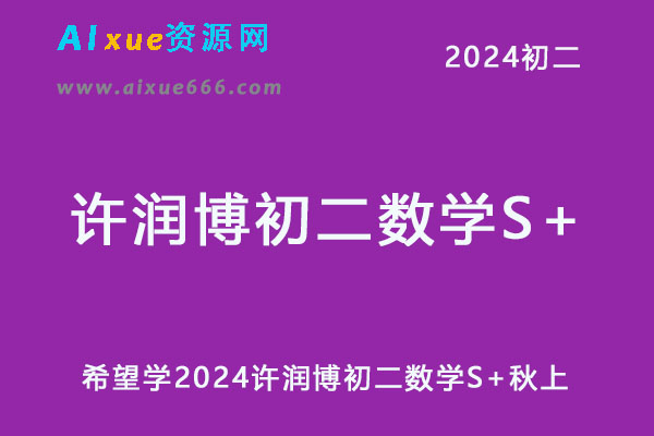 希望学2024许润博初二数学S+视频教程+讲义秋上+春下-办公模板库