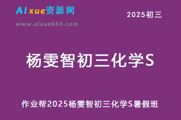 作业帮2025杨雯智初三化学S暑假班网课教程-办公模板库