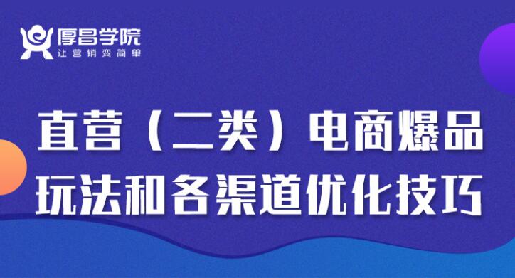 厚昌学院：二类电商玩法和各渠道优化技巧 精品12讲-办公模板库